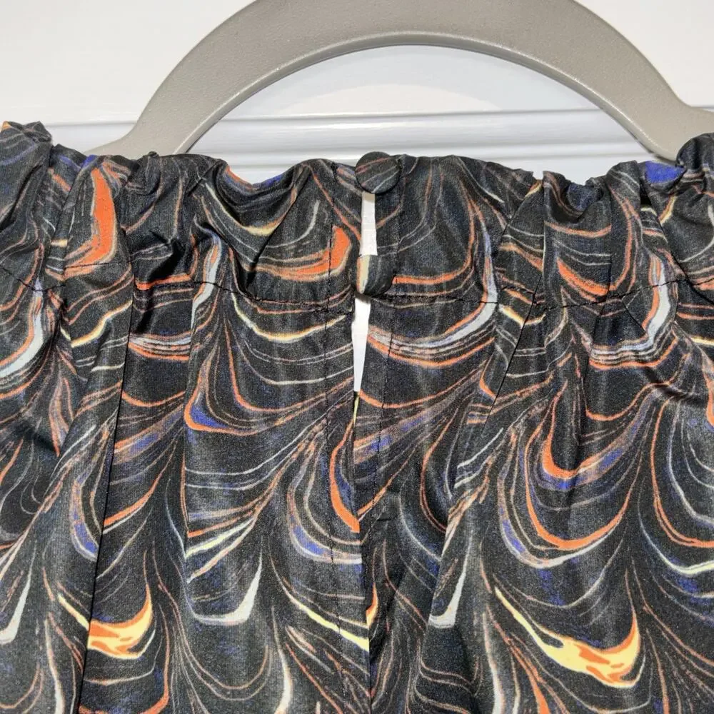 Ulla Johnson Lorena Puff Sleeve Top Obsidian Marble Print Taffeta Size 2